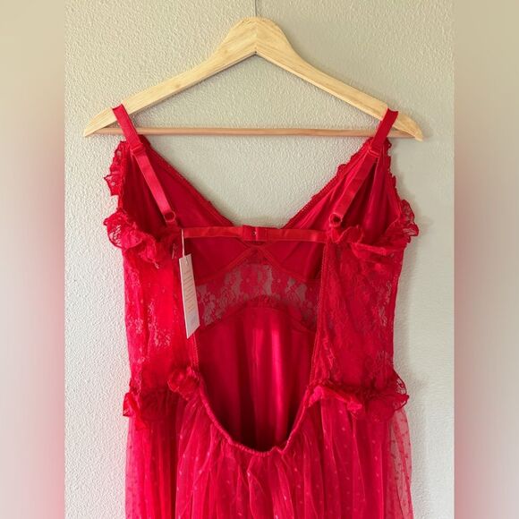 NWT Choosy OG Bae Dress Red Lace Sheer Polka Dot Mesh Sexy Dress Size 18 and 16 - Picture 8 of 10